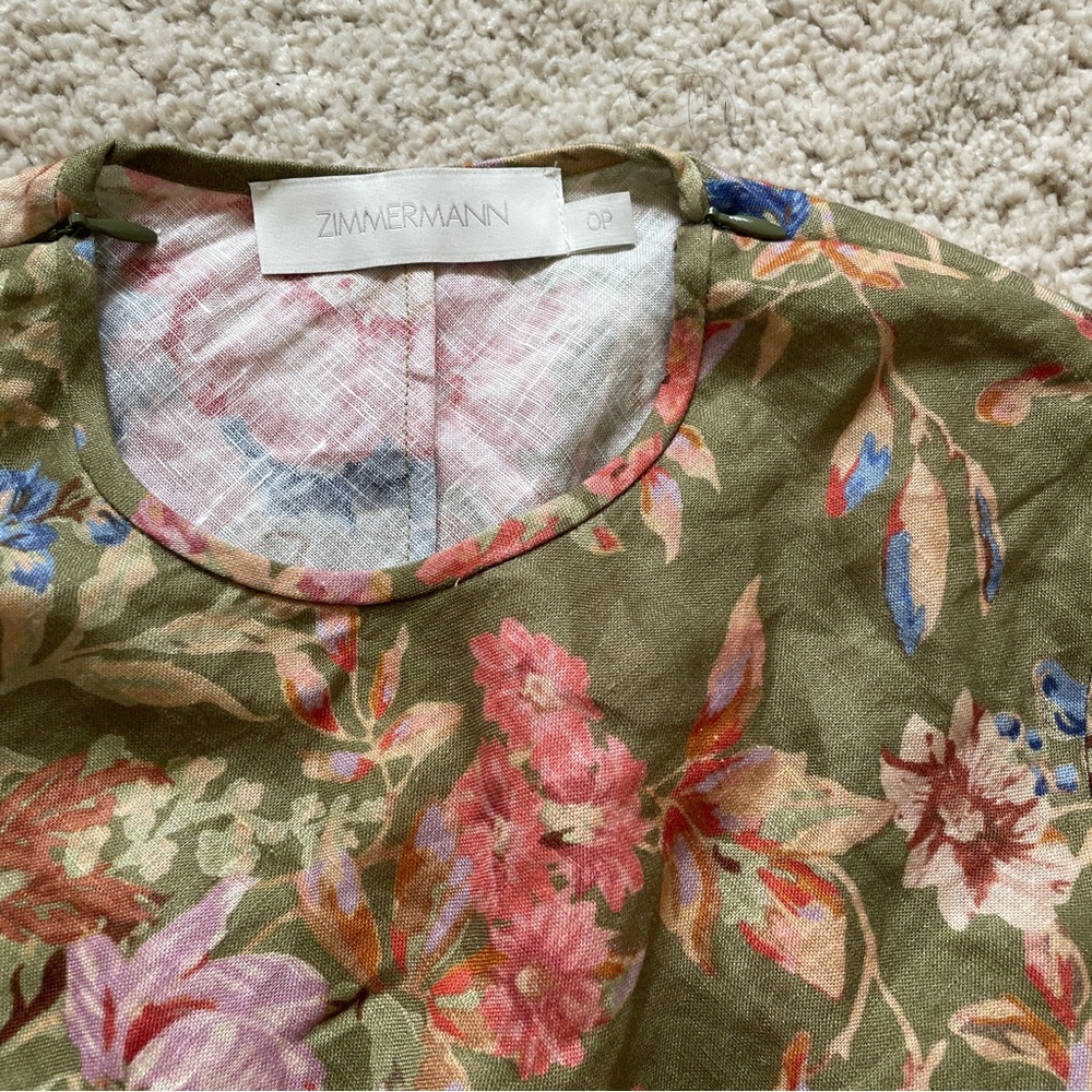 Zimmermann Green Floral Print
Linen August Bias Mini Dress size OP - Picture 5 of 10